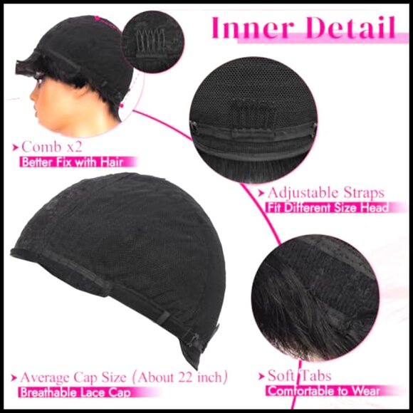 Human Hair Pixie Wig Glueless Layered Straight Modern Short Wig with Bangs main image 4